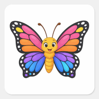 Bright Rainbow Butterfly Gift Wrapping Label