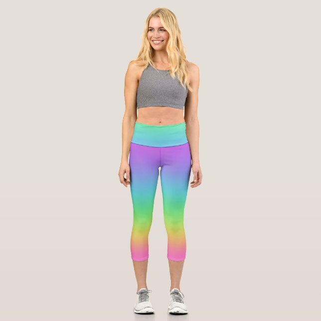 Bright Rainbow Capri Leggings (Front)
