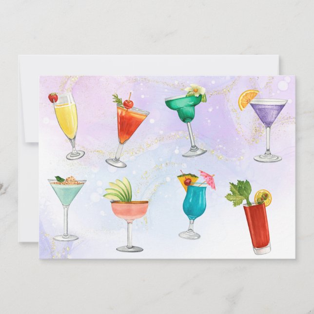  Bright rainbow cocktail party fun drinks celebrat Holiday Card (Front)