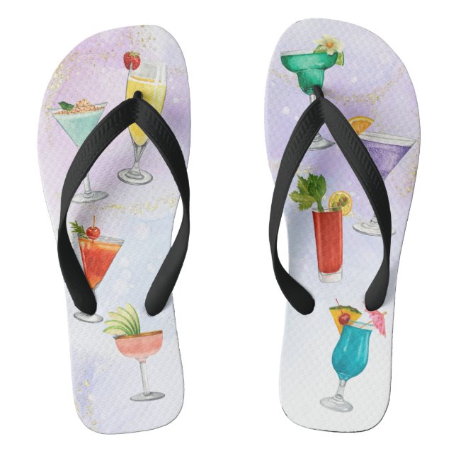 Bright rainbow cocktail party fun drinks celebrate thongs (Footbed)