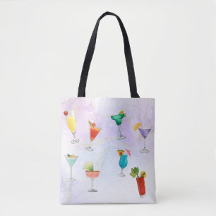 Bright rainbow cocktail party fun drinks celebrate tote bag