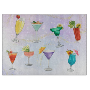 Bright rainbow cocktail summer drinks celebrate cutting board