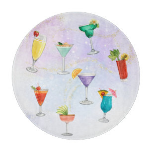 Bright rainbow cocktail summer drinks celebrate cutting board