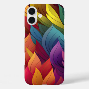 BRIGHT RAINBOW COLORED AUTUMN FALL LEAVES iPhone 16 PLUS CASE
