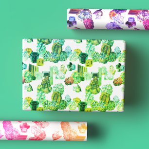 Bright Rainbow Colored Vintage Rock  Wrapping Paper Sheet