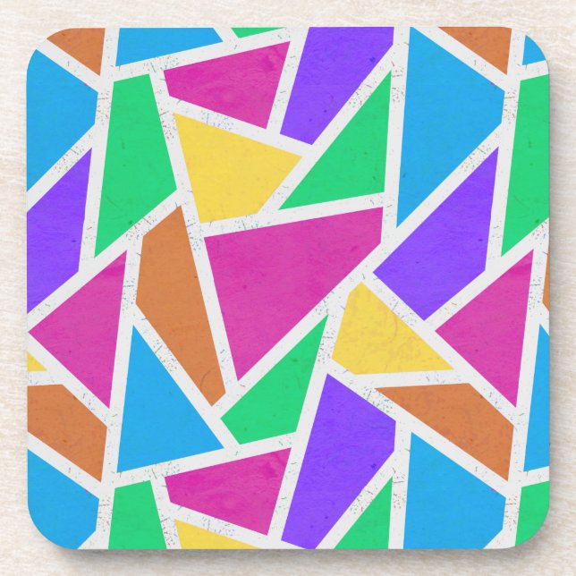 Bright rainbow colours mosaic coaster (Front)