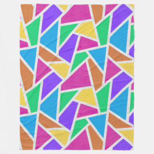 Bright rainbow colours mosaic fleece blanket