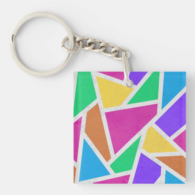 Bright rainbow colours mosaic key ring (Front)