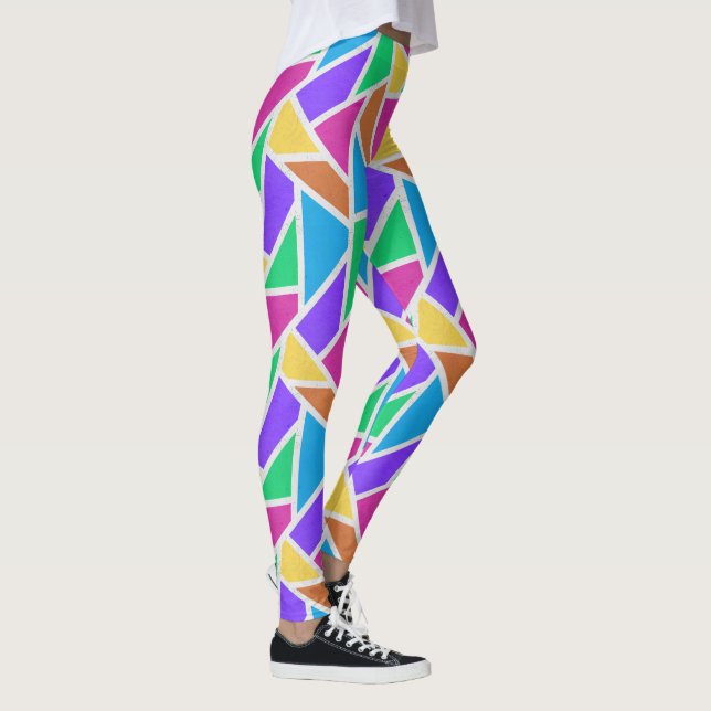 Bright rainbow colours mosaic leggings (Right)