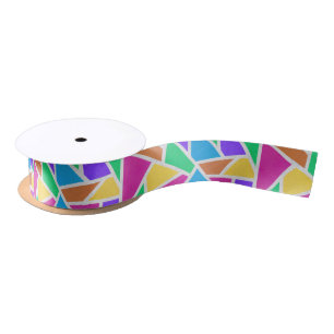 Bright rainbow colours mosaic satin ribbon