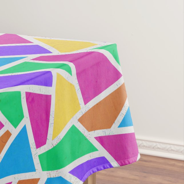 Bright rainbow colours mosaic tablecloth (In Situ)