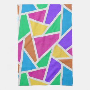 Bright rainbow colours mosaic tea towel