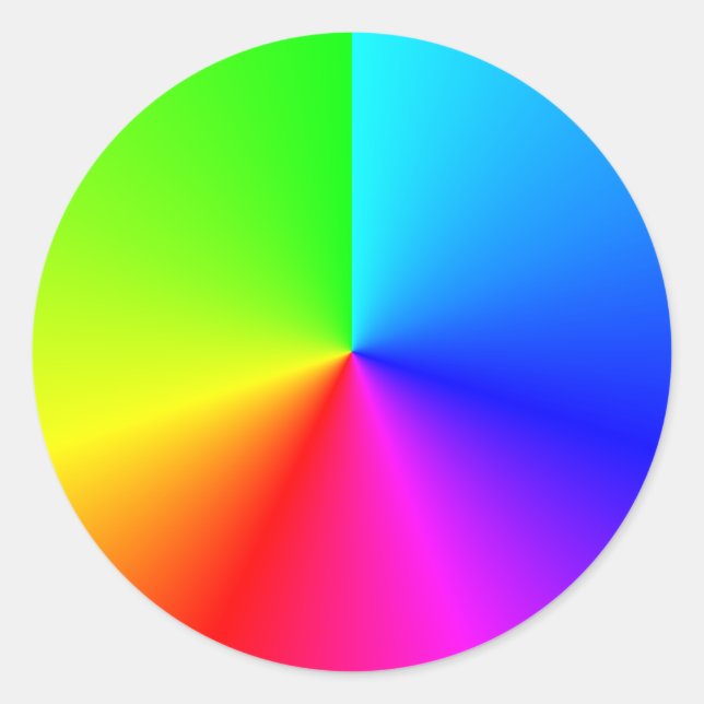 Bright Rainbow Colours Radial Gradient Classic Round Sticker (Front)