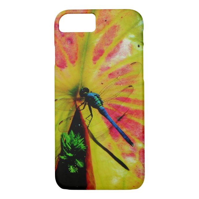 Bright Rainbow Dragonfly pink lilypad Case-Mate iPhone Case (Back)
