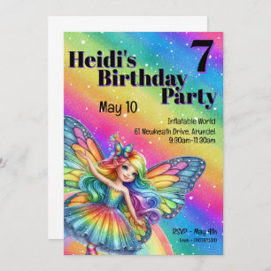 Bright Rainbow Fairy Birthday  Invitation
