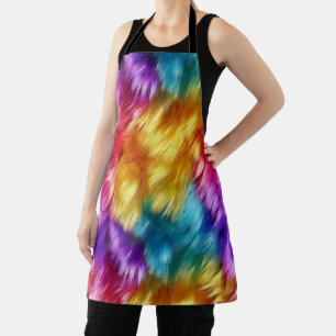 Bright Rainbow faux monster fur texture Apron