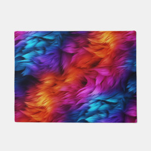 Bright Rainbow faux monster fur texture Doormat