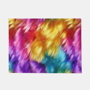 Bright Rainbow faux monster fur texture Doormat