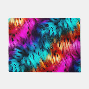 Bright Rainbow faux monster fur texture Doormat