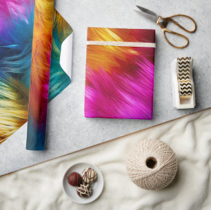 Bright Rainbow faux monster fur texture Wrapping Paper