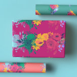 Bright Rainbow Floral Wedding Wrapping Paper Sheet<br><div class="desc">Enjoy this bold coloured suite featuring brightly coloured vibrant watercolor flowers.</div>