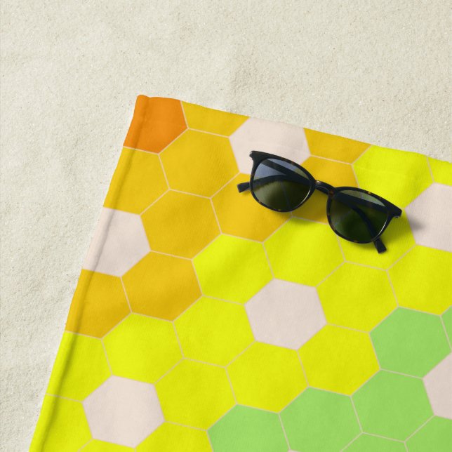 Bright Rainbow Geometric Hexagon Flower Pattern Beach Towel (In Situ)