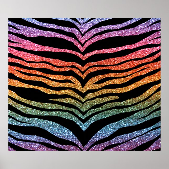 Bright rainbow glitter tiger stripes poster (Front)
