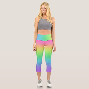Bright Rainbow Gradient Capri Leggings