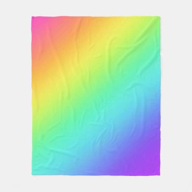 Bright Rainbow Gradient Fleece Blanket (Front)