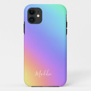 bright rainbow gradient girly personalised  iPhone 11 case