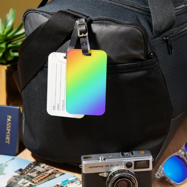 Bright Rainbow Gradient Luggage Tag (Front & Back)