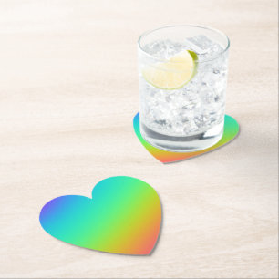 Bright Rainbow Gradient Wedding Paper Coaster