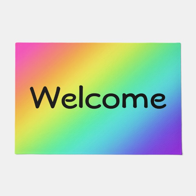 Bright Rainbow Gradient Welcome Doormat (Front)