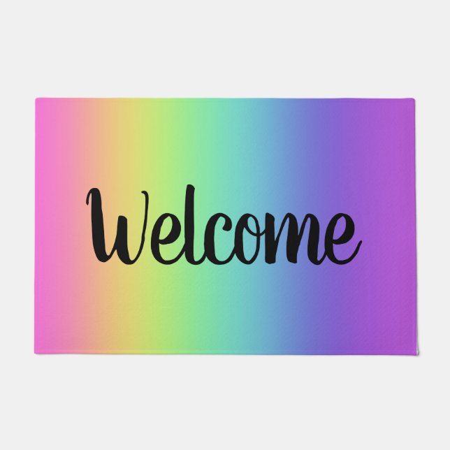 Bright Rainbow Gradient Welcome Doormat (Front)