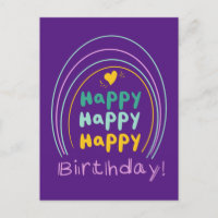 Bright Rainbow Happy Birthday Lettering Card