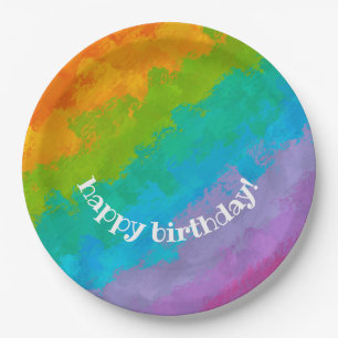 Bright Rainbow Happy Birthday Plates