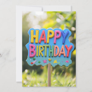Bright Rainbow Happy Birthday Sign Birthday Invitation