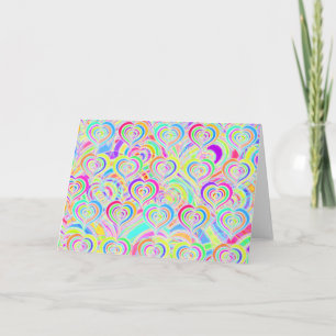Bright Rainbow Hearts Psychedelic Valentine's Card