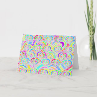 Bright Rainbow Hearts Psychedelic Valentine's Card