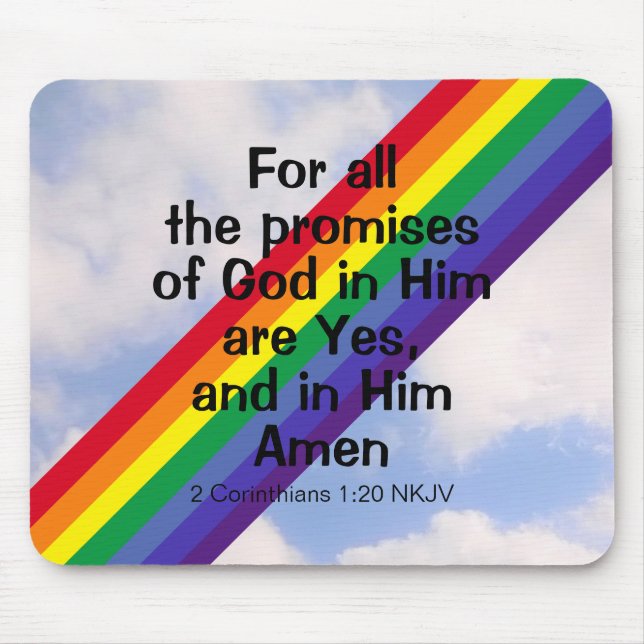 Bright Rainbow in Sky Inspirational Bible Verse Mouse Pad (Front)