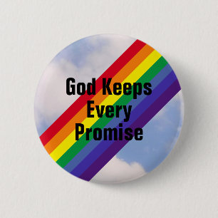 Bright Rainbow in the Sky God Keeps His Promises 6 Cm Round Badge