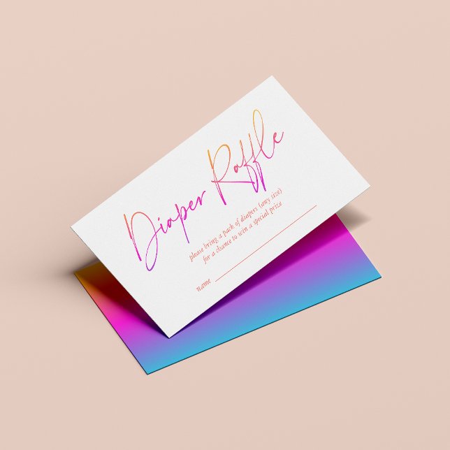 Bright Rainbow Modern Handwritten Diaper Raffle Enclosure Card (Creator Uploaded)