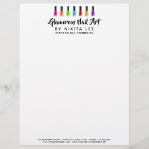 Bright Rainbow Nail Polish Art Tech Salon Custom Letterhead