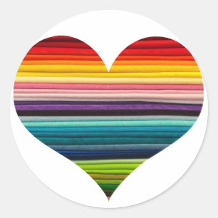 Bright Rainbow of Many Colours Heart Design Classic Round Sticker
