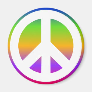 Bright Rainbow Peace Sign Magnet