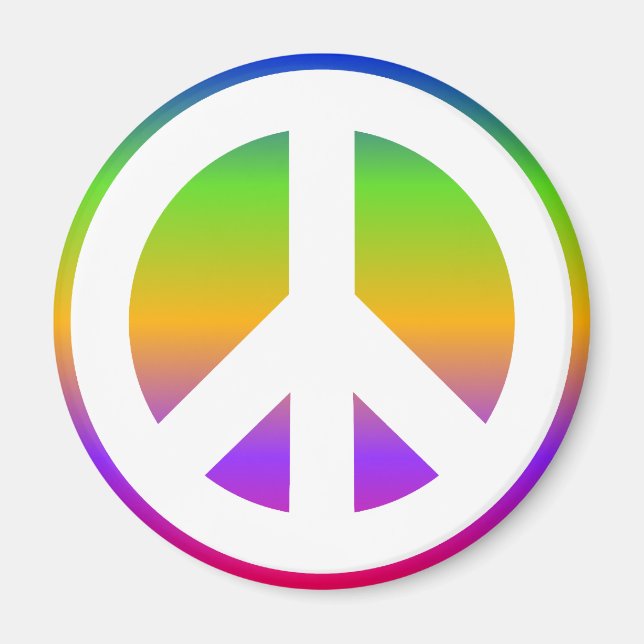 Bright Rainbow Peace Sign Magnet (Front)