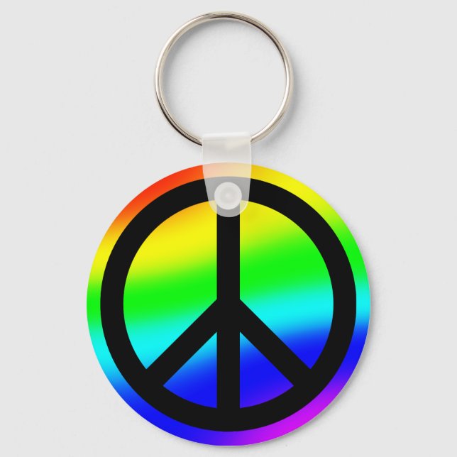 Bright Rainbow Peace Symbol Key Ring (Front)