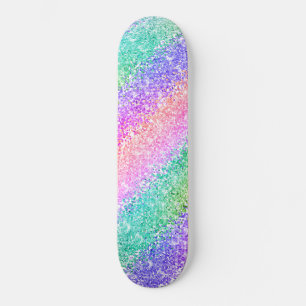 Bright Rainbow Pebble Ombre Confetti Style Striped Skateboard