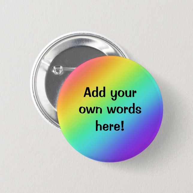 Bright Rainbow Personalised Button (Front & Back)