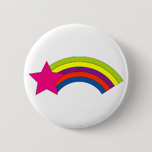 Bright Rainbow & Pink Star Colourful 6 Cm Round Badge